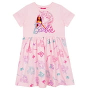 Barbie Girls Unicorn Short Sleeve Dress Pink Sizes 4-10